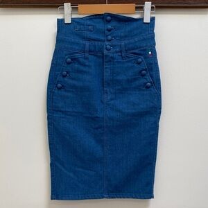 Miss Sixty Blue Buttoned Pencil Skirt